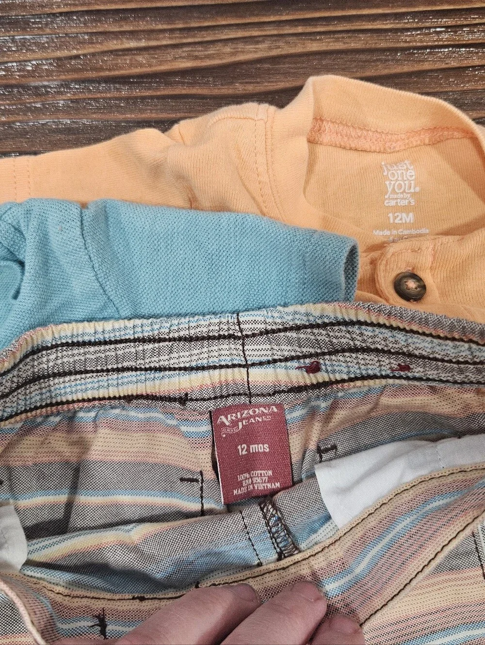Toddler 12 Mo Stripe Shorts With Solid Short Sleeve Shirts Bundle